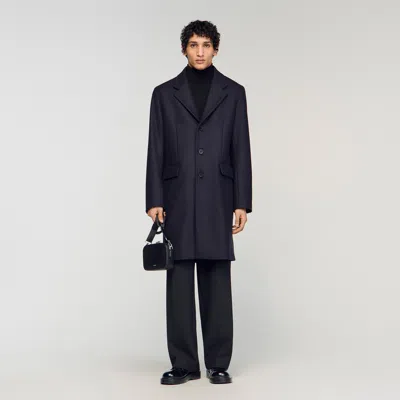 Sandro Wool And Cashmere Coat In Blue