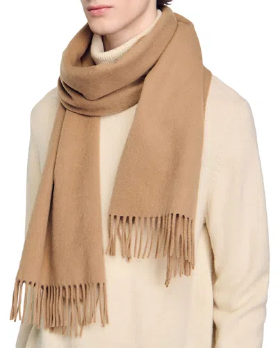 Sandro Wool And Cashmere Scarf In Camel