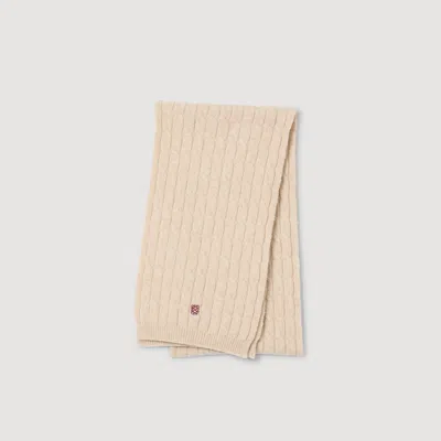 Sandro Wool And Cashmere Scarf In Sand