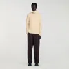 Sandro Elasticated Straight-leg Trousers In Nude