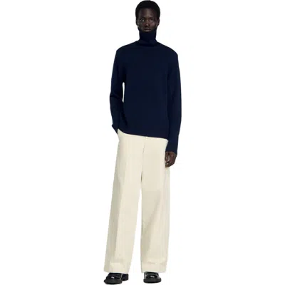 Sandro Wool And Cashmere Turtleneck Sweater In Blue