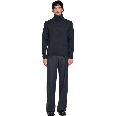 Sandro Wool And Cashmere Turtleneck Sweater In Gray