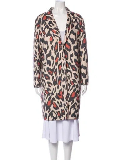 Pre-owned Sandro Wool Animal Print Coat In Neutral