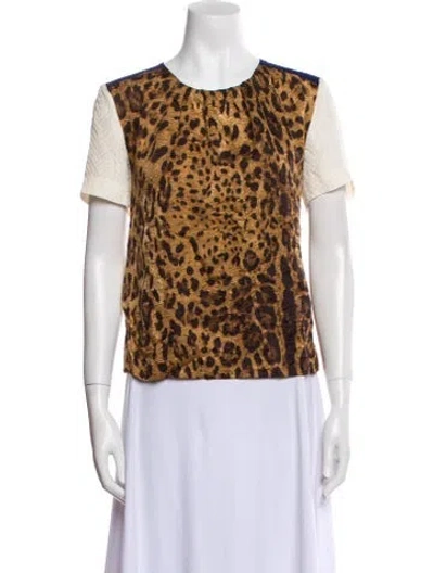 Pre-owned Sandro Wool Animal Print T-shirt In Brown