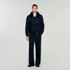Sandro Wool Aviator Jacket With Shearling In Blue