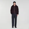 Sandro Wool Aviator Jacket With Shearling In Brown