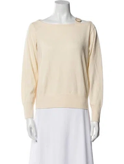 Pre-owned Sandro Wool Bateau Neckline Sweater In Neutral