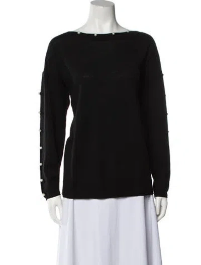 Pre-owned Sandro Wool Bateau Neckline Top In Black