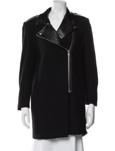 Pre-owned Sandro Wool Biker Jacket In Black