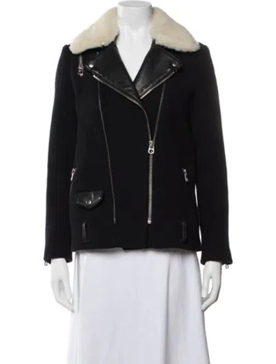 Pre-owned Sandro Wool Biker Jacket In Black
