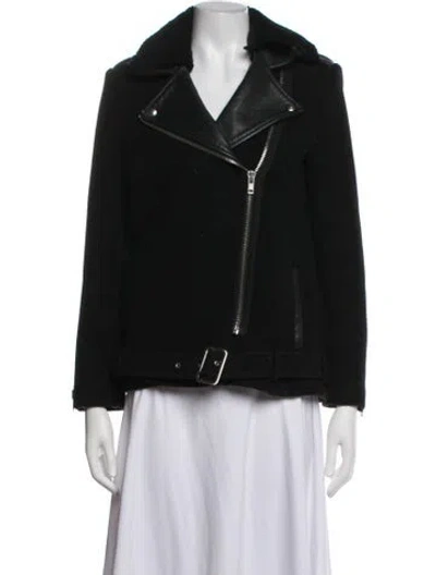 Pre-owned Sandro Wool Biker Jacket In Black/blue
