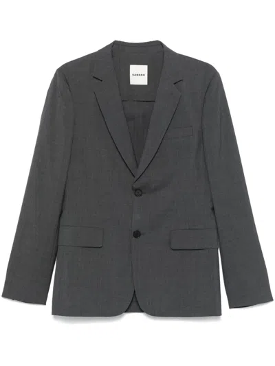 Sandro Wool Blazer In 灰色