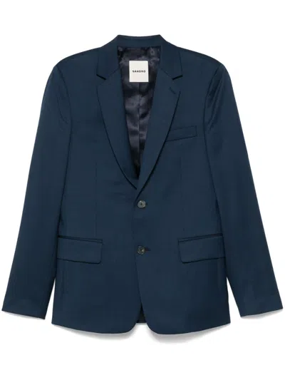 Sandro Wool Blazer In Blue