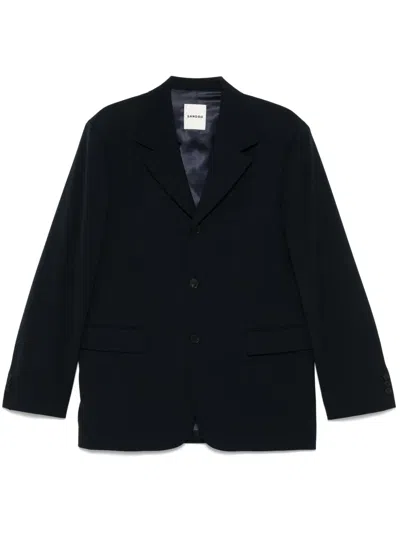 Sandro Wool Blazer In Blue