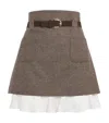 Sandro Wool-blend Belted Mini Skirt In Brown