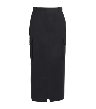 Sandro Wool-blend Cargo Midi Skirt In Blue