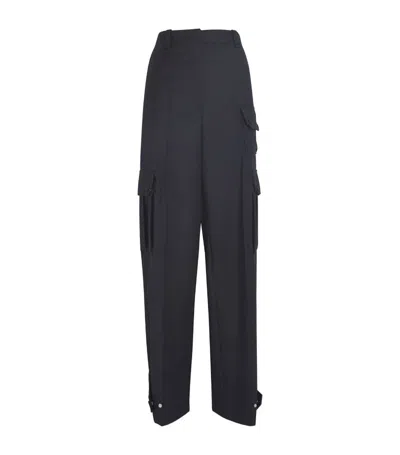 Sandro Wool-blend Cargo Trousers In Blue