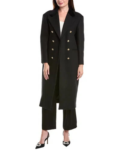 Sandro Wool-blend Coat In Black
