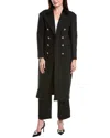 Sandro Double-breasted Wool-blend Twill Coat In Black