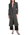 Sandro Fitted Double Breasted Coat In Gray