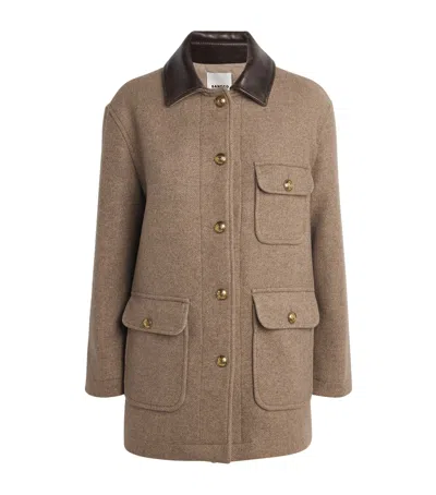 Sandro Wool-blend Collared Coat In Brown