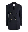 Sandro Womens Navy Blue Pinstripe Long-sleeve Wool-blend Blazer In Blue