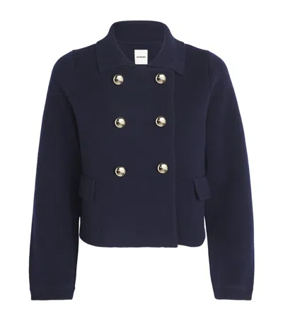 Sandro Wool-blend Double-breasted Cardigan In Blue