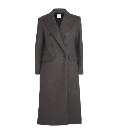 Sandro Wool-blend Double-breasted Coat In Black