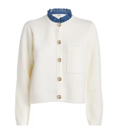 Sandro Wool-blend High-neck Cardigan In Beige