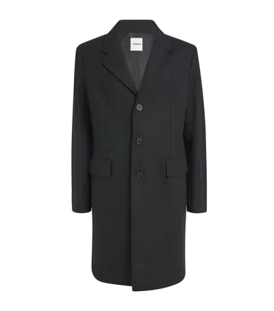 Sandro Wool-blend Overcoat In Black