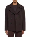 Sandro Wool Blend Pea Coat In Brown