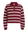 Sandro Womens Bordeaux Striped Polo-collar Wool-blend Jumper In Burgundy