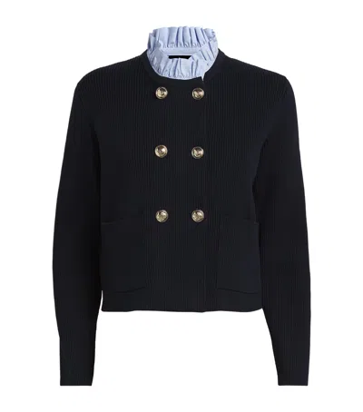 SANDRO WOOL-BLEND RIBBED CARDIGAN
