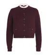 Sandro Ruffle Collar Knitted Cardigan In Red