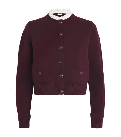 SANDRO WOOL-BLEND RUFFLED-COLLAR CARDIGAN