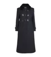 Sandro Wool-blend Shearling-collar Coat In Blue