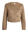 Sandro Wool-blend Stripe Cropped Jacket In Brown