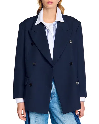SANDRO WOOL BLEND SUIT JACKET