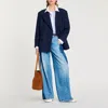 Sandro Wool Blend Suit Jacket In Navy Blue