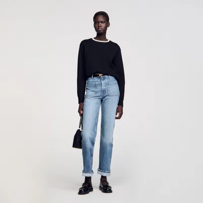 Sandro Wool Blend Sweater In Black