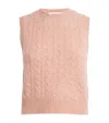 Sandro Womens Poudre Pink Cable-knit Wool-blend Vest In Pink