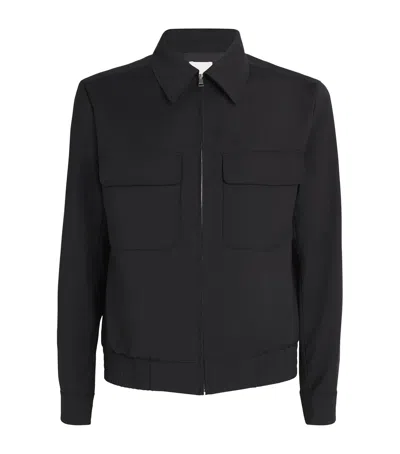 Sandro Wool-blend Twin-pocket Bomber Jacket In Black