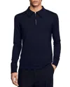 Sandro Wool-blend Zip Polo Sweater In Navy Blue