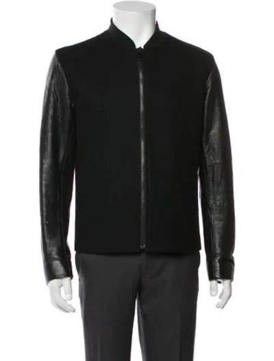 Pre-owned Sandro Wool Bomber Jacket In Black