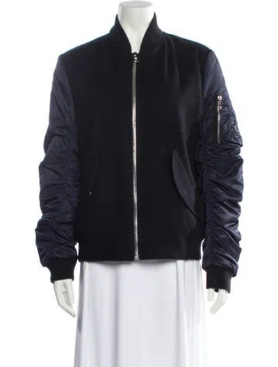 Pre-owned Sandro Wool Bomber Jacket In Black