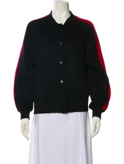 Pre-owned Sandro Wool Bomber Jacket In Black