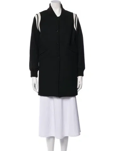 Pre-owned Sandro Wool Bomber Jacket In Black