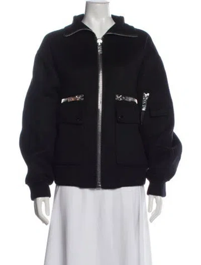 Pre-owned Sandro Wool Bomber Jacket In Black