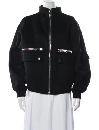 Pre-owned Sandro Wool Bomber Jacket In Black