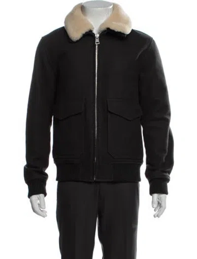 Pre-owned Sandro Wool Bomber Jacket In Black